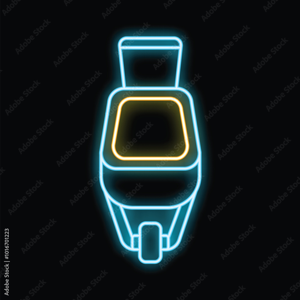 Glowing neon line icon representing a toilet bowl, isolated on black background, with colorful outline concept vector illlustration Glowing neon line icon representing a toilet bowl, isolated on black background, with colorful outline concept vector illlustration