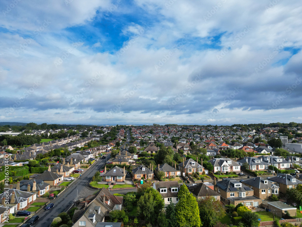 High Angle View of Central Edinburgh City of Scotland United Kingdom During Partly Cloudy Day of August 29th, 2024 High Angle View of Central Edinburgh City of Scotland United Kingdom During Partly Cloudy Day of August 29th, 2024