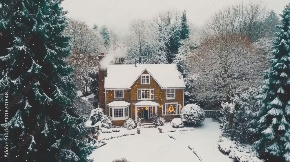 Cozy Winter House in Snowy Forest Cozy Winter House in Snowy Forest
