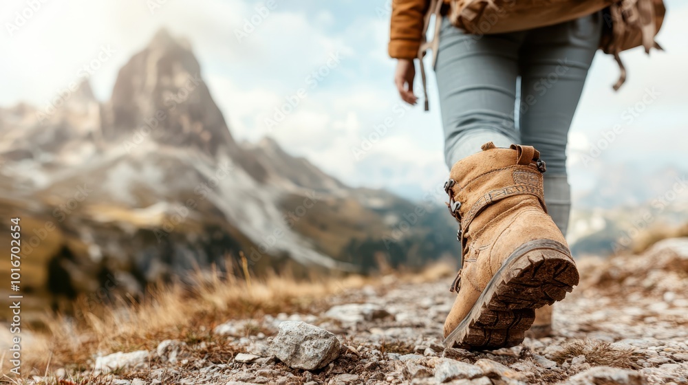 A determined hiker in rugged boots navigates a rocky mountain trail, showcasing exploration and adventure amidst awe-inspiring and challenging natural landscapes. A determined hiker in rugged boots navigates a rocky mountain trail, showcasing exploration and adventure amidst awe-inspiring and challenging natural landscapes.