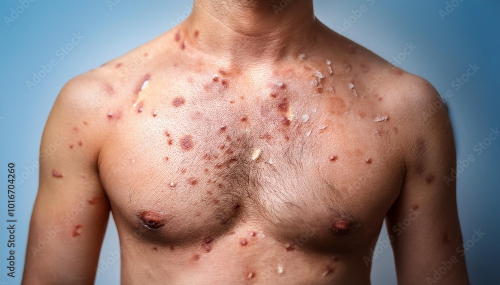 Close up of Man s Chest with Multiple Scars Close up of Man s Chest with Multiple Scars