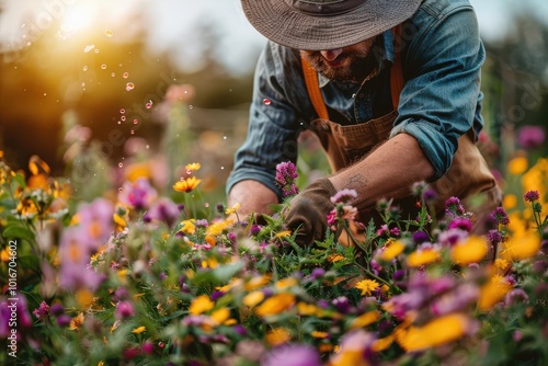 Gardeners building pollinator habitats, gardening, sustainability
