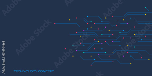 Circuit board texture with communication technology concept. Creative vector illustration