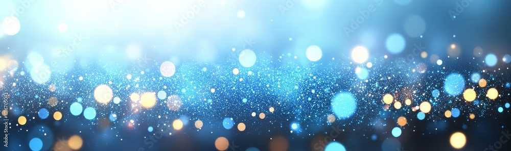 Naklejka premium The background is a beautiful panoramic navy blue holiday background with bokeh light
