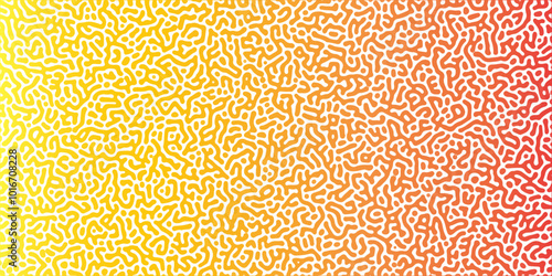 Abstract Reaction-diffusion Turing pattern natural texture orange gradient color scheme. Linear design with biological algorithm psychedelic background. Reaction-diffusion or truing patter