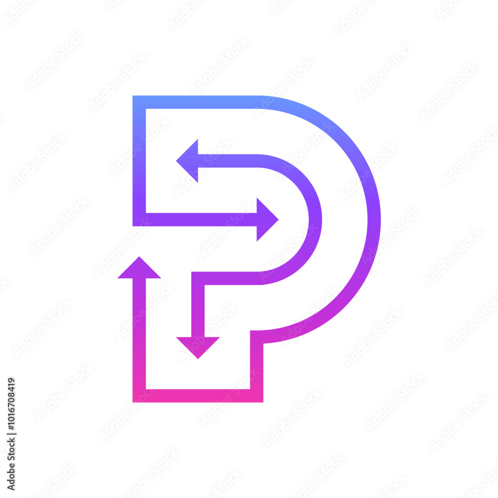 Letter P arrow creative line minimal logo Letter P arrow creative line minimal logo
