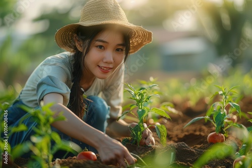 Gardeners harvesting homegrown vegetables, gardening, sustainability