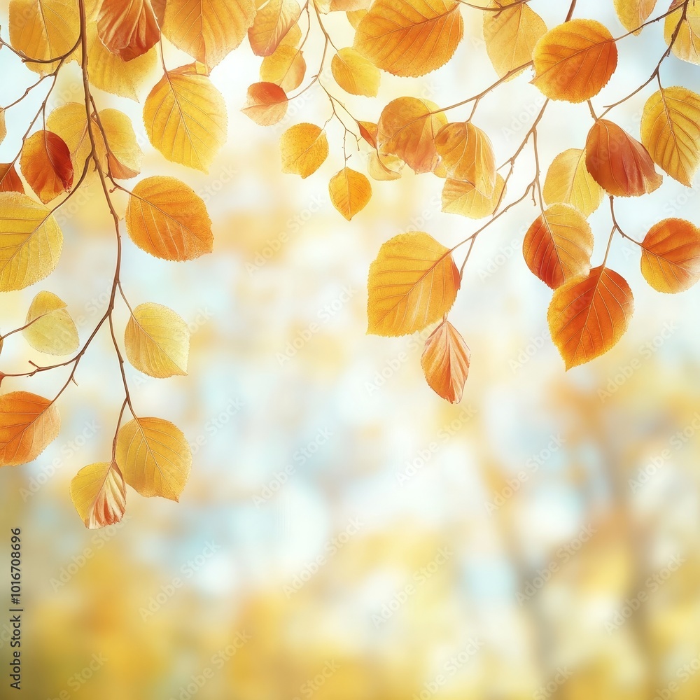 An abstract autumnal background with leaves and evening lights An abstract autumnal background with leaves and evening lights
