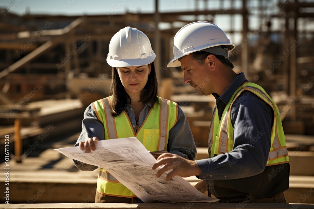 Male and female engineering construction working hardhat. Male and female engineering construction working hardhat.