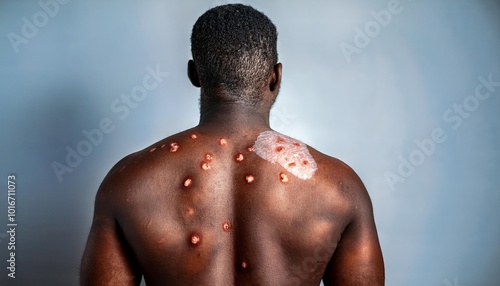 Man with Skin Lesions on Back