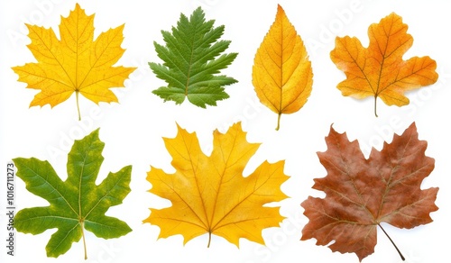 Leaves of fall and autumn isolated on a white background