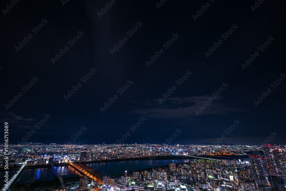 Naklejka premium キラキラ輝く大阪梅田の夜景 【大阪夜景】