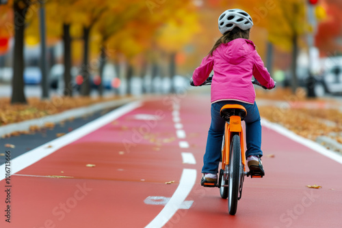 Young girl riding bicycle