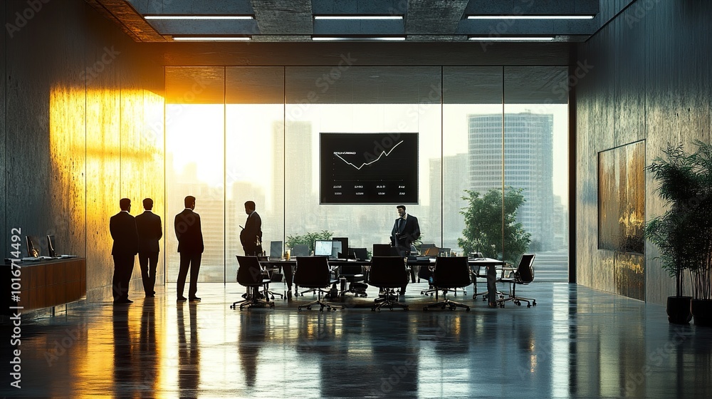 Modern Office Conference Room with City View Modern Office Conference Room with City View