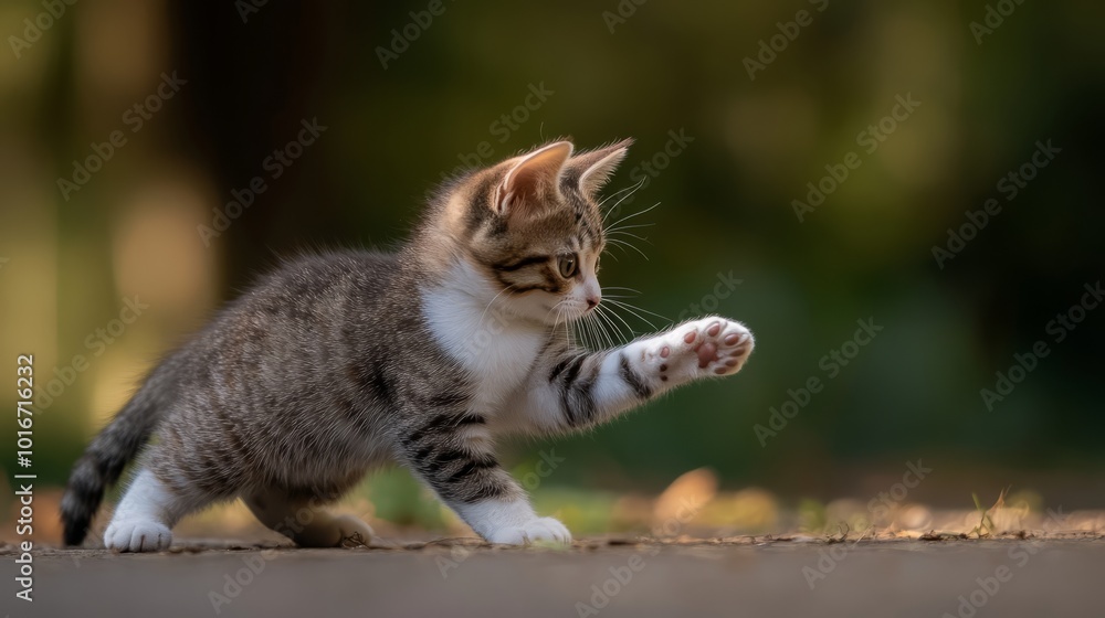Playful Kitten with Adorable Paws - Cute Cat in Nature Playful Kitten with Adorable Paws - Cute Cat in Nature
