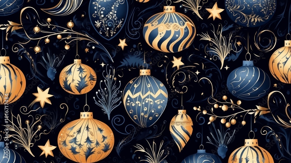New Year and Christmas style seamless pattern New Year and Christmas style seamless pattern