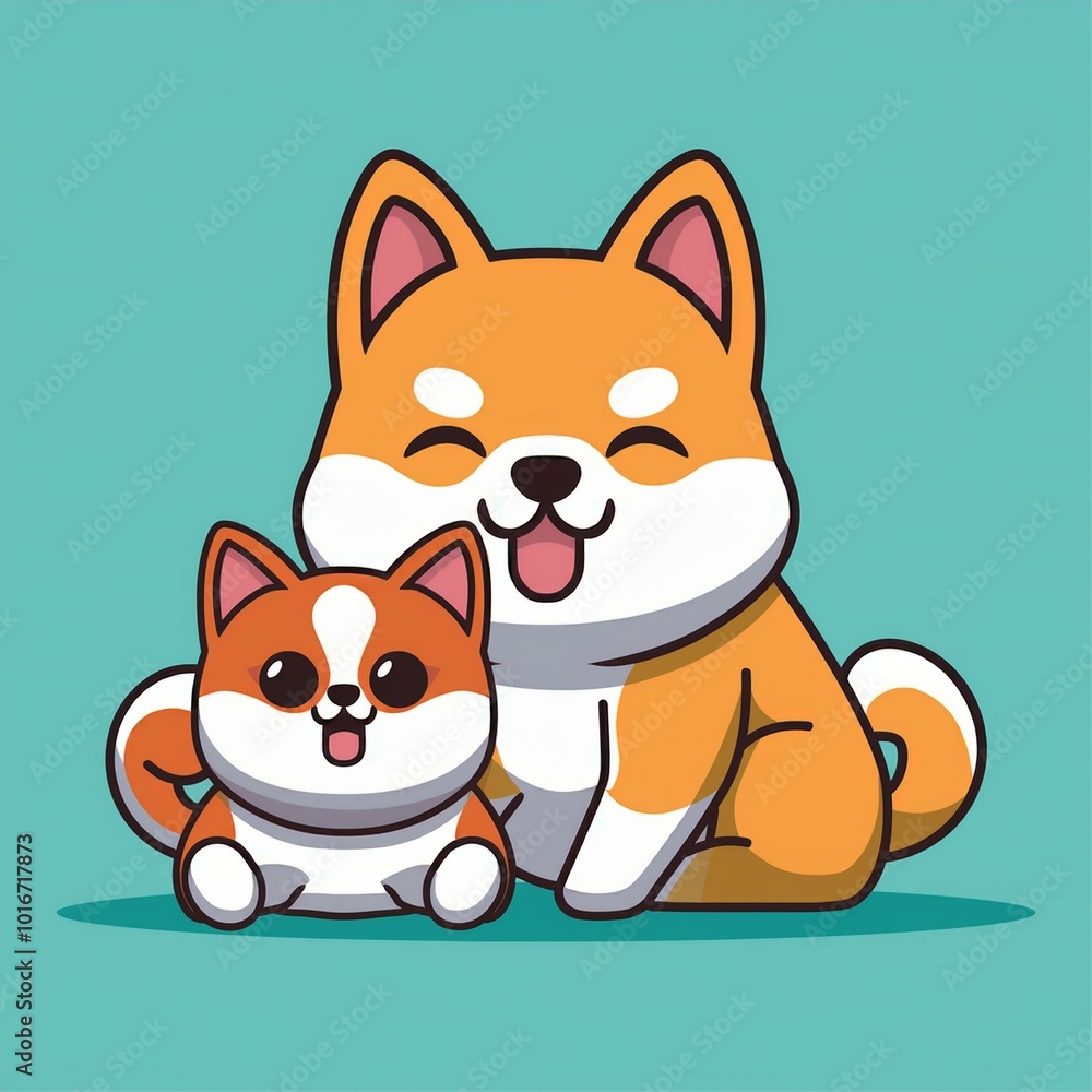 Cute Cat Playing With Shiba Inu Cute Cat Playing With Shiba Inu
