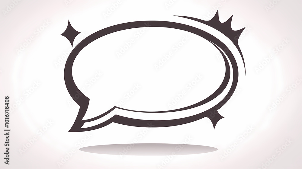 Fototapeta premium Simple black outline speech bubble with space for dialogue.