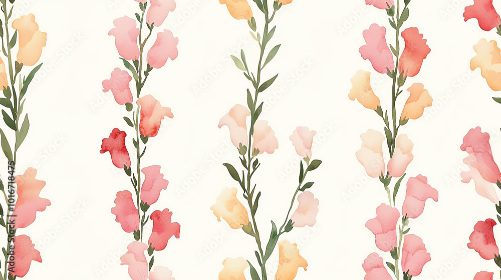 Fototapeta premium A delicate floral pattern featuring soft pink and yellow flowers, perfect for backgrounds, textiles, and home decor.