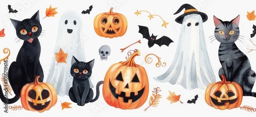 ilustración halloween acuarela