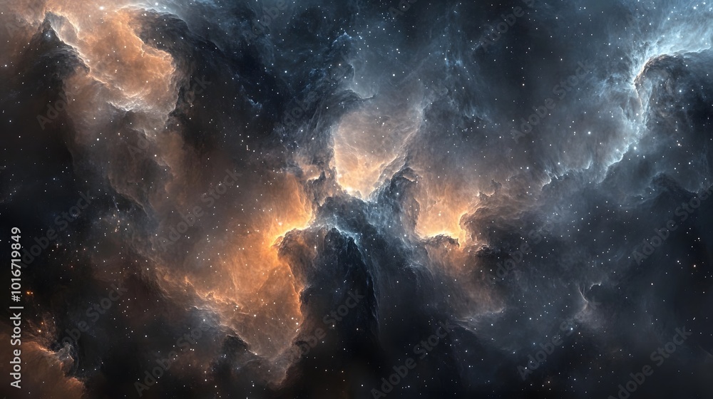 Fototapeta premium Abstract Galactic Swirls with Golden Highlights