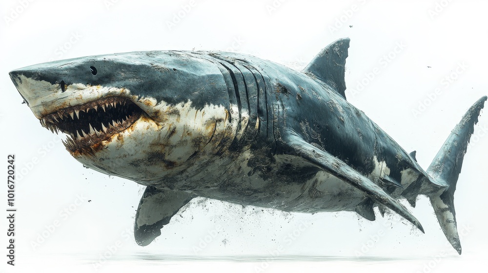 Obraz premium megalodon shark with sharp teeth