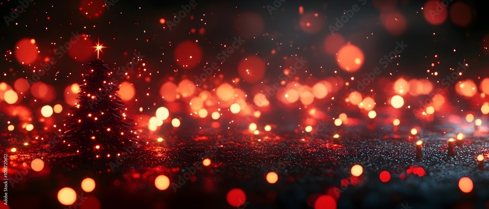 Glowing red and black Christmas tree lights shining brightly in a cozy dark room creating a festive atmospheric and moody holiday background with a magical seasonal vibe Glowing red and black Christmas tree lights shining brightly in a cozy dark room creating a festive atmospheric and moody holiday background with a magical seasonal vibe