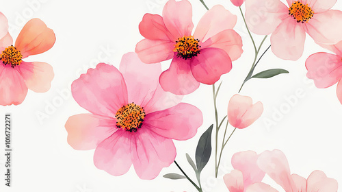 Wallpaper Mural Beautiful watercolor flowers in soft pink hues, perfect for backgrounds, greeting cards, or decorative designs. Torontodigital.ca