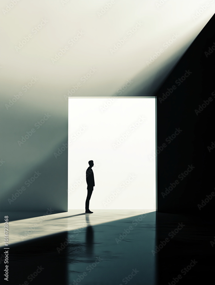 Single person alone in empty spaces. Single person alone in empty spaces.