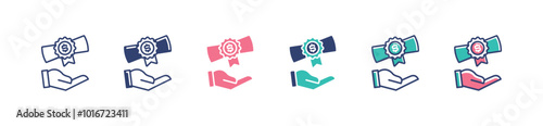 hand hold diploma scroll education scholarship icon set university financial tuition fee vector illustration