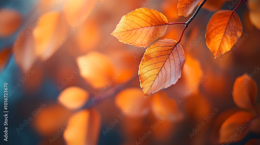 A close-up of orange leaves on a branch, illuminated by soft light, capturing the essence of autumn with a dreamy, blurred background. A close-up of orange leaves on a branch, illuminated by soft light, capturing the essence of autumn with a dreamy, blurred background.