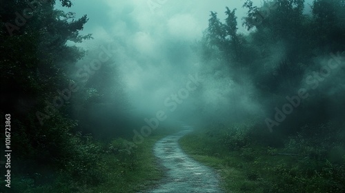 Mysterious Path Through Foggy Forest: Nature Photography