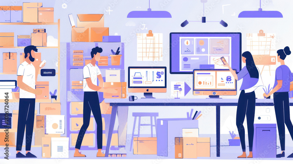 A team planning the launch of a subscription box service, discussing logistics, product sourcing, and customer retention strategies. A team planning the launch of a subscription box service, discussing logistics, product sourcing, and customer retention strategies.