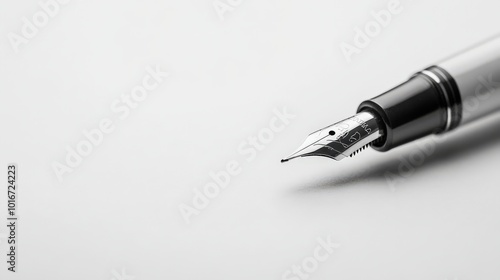 Close-up of a fountain pen on a white background, showcasing the elegance and precision of fine writing instruments.