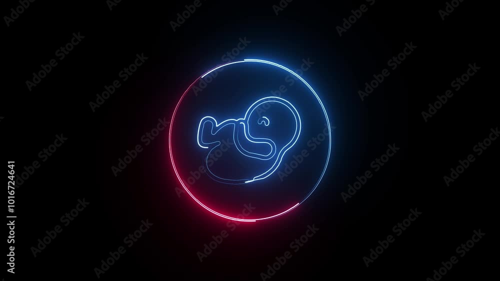 Fetus Icon, glowing neon embryo. luminous Icon of a glowing baby in the womb, an embryo, and a human fetus. Fetus Icon, glowing neon embryo. luminous Icon of a glowing baby in the womb, an embryo, and a human fetus.