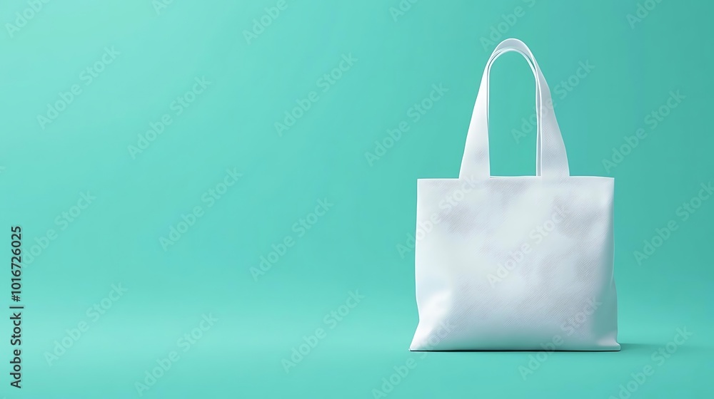 White Tote Bag Mockup on Teal Background White Tote Bag Mockup on Teal Background