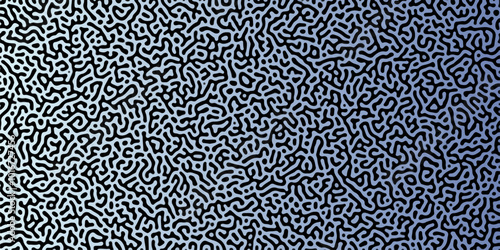 Abstract Reaction-diffusion Turing pattern natural texture blue gradient color scheme. Linear design with biological algorithm psychedelic background. Reaction-diffusion or truing patter