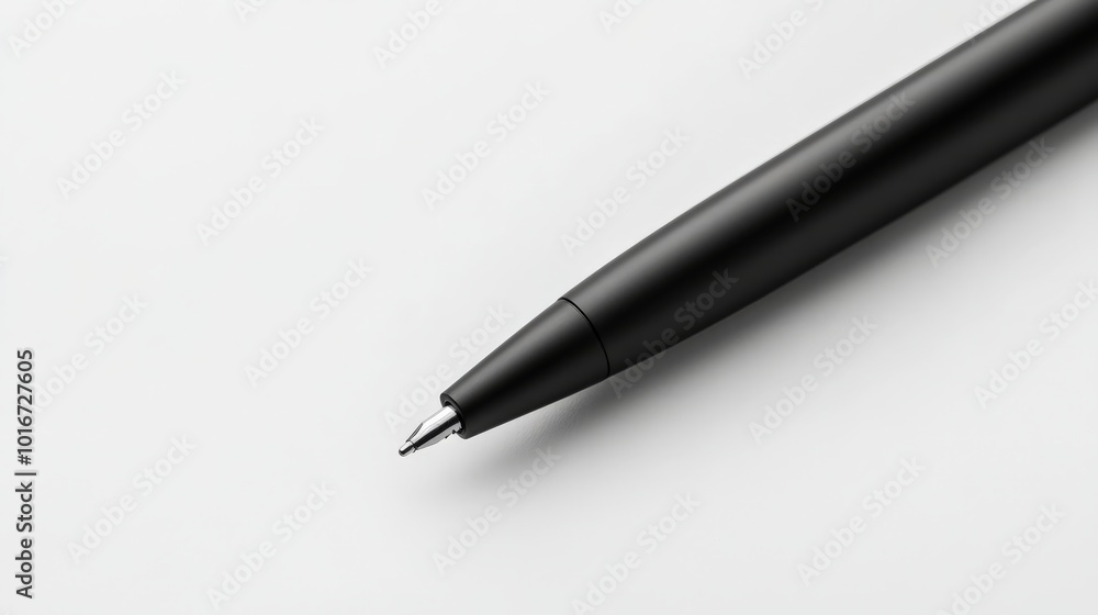 Close-up of a sleek black pen on a plain white background, showcasing minimalistic modern design for professional or personal use. Close-up of a sleek black pen on a plain white background, showcasing minimalistic modern design for professional or personal use.