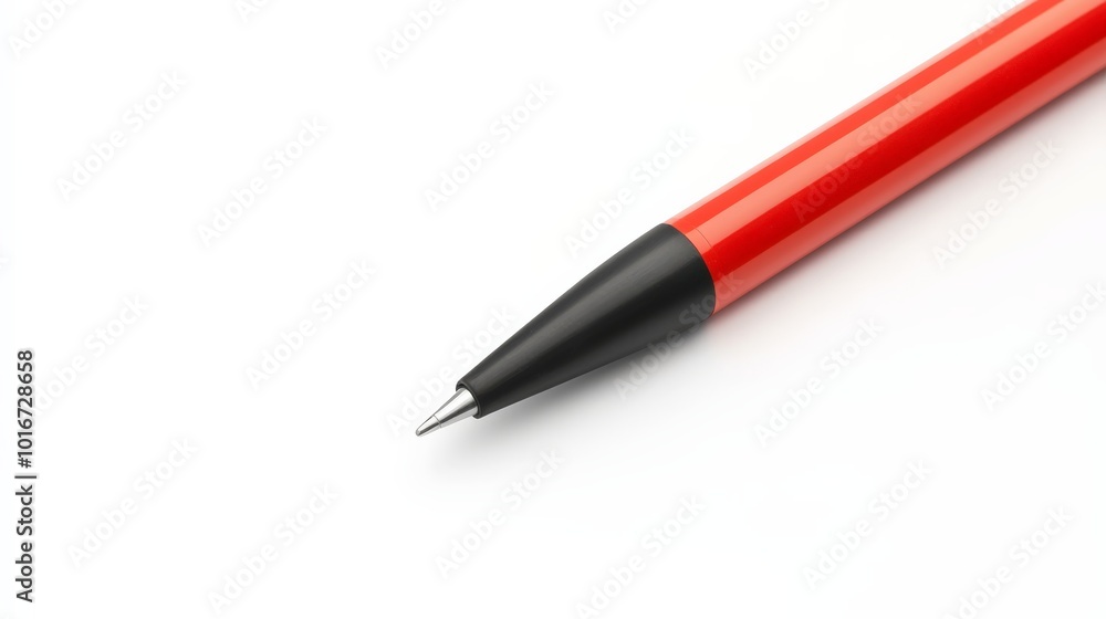 Close-up of a sleek red mechanical pencil on a white background, showcasing its modern design and precision for writing or drawing. Close-up of a sleek red mechanical pencil on a white background, showcasing its modern design and precision for writing or drawing.