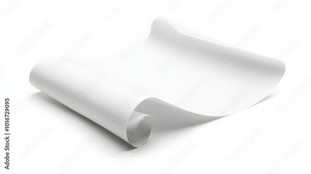Close-up of a smooth, rolled white paper on a clean background. Perfect for design concepts, mockups, and presentations. Close-up of a smooth, rolled white paper on a clean background. Perfect for design concepts, mockups, and presentations.