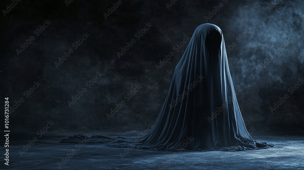 Background with a ghost silhouette on a dark textured surface
Background with a ghost silhouette on a dark textured surface