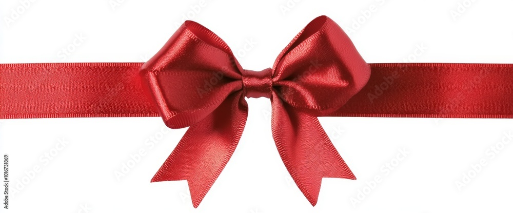 This oversized red ribbon bow is placed in the center of a ribbon to be used as a birthday or Christmas banner. It is isolated against a transparent background This oversized red ribbon bow is placed in the center of a ribbon to be used as a birthday or Christmas banner. It is isolated against a transparent background