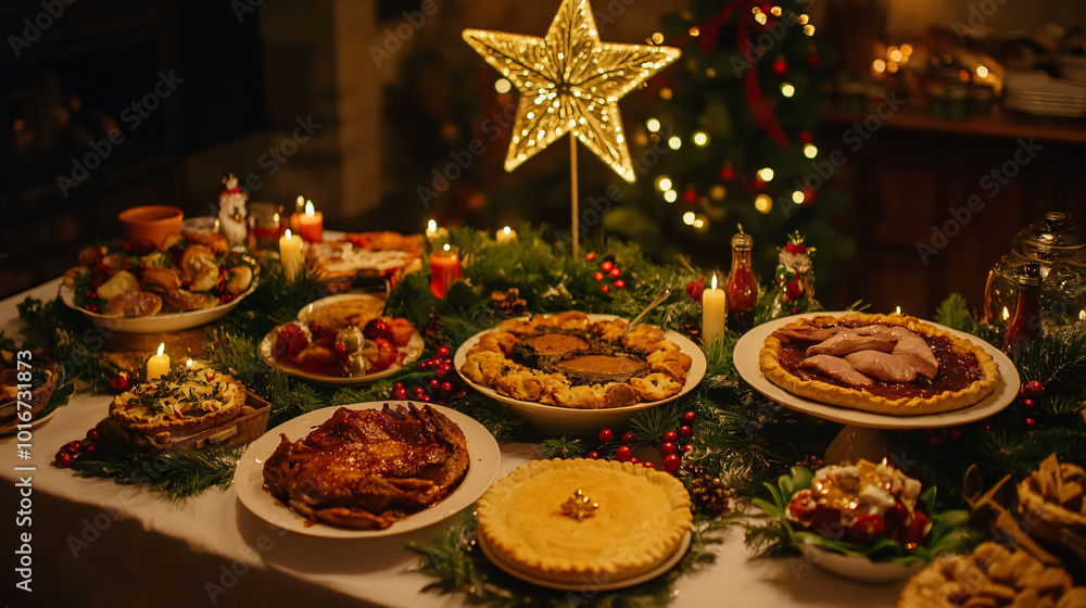 Fototapeta premium christmas cake with candles