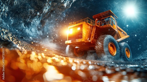 Dynamic Scene of Hazardous Mining Operation photo