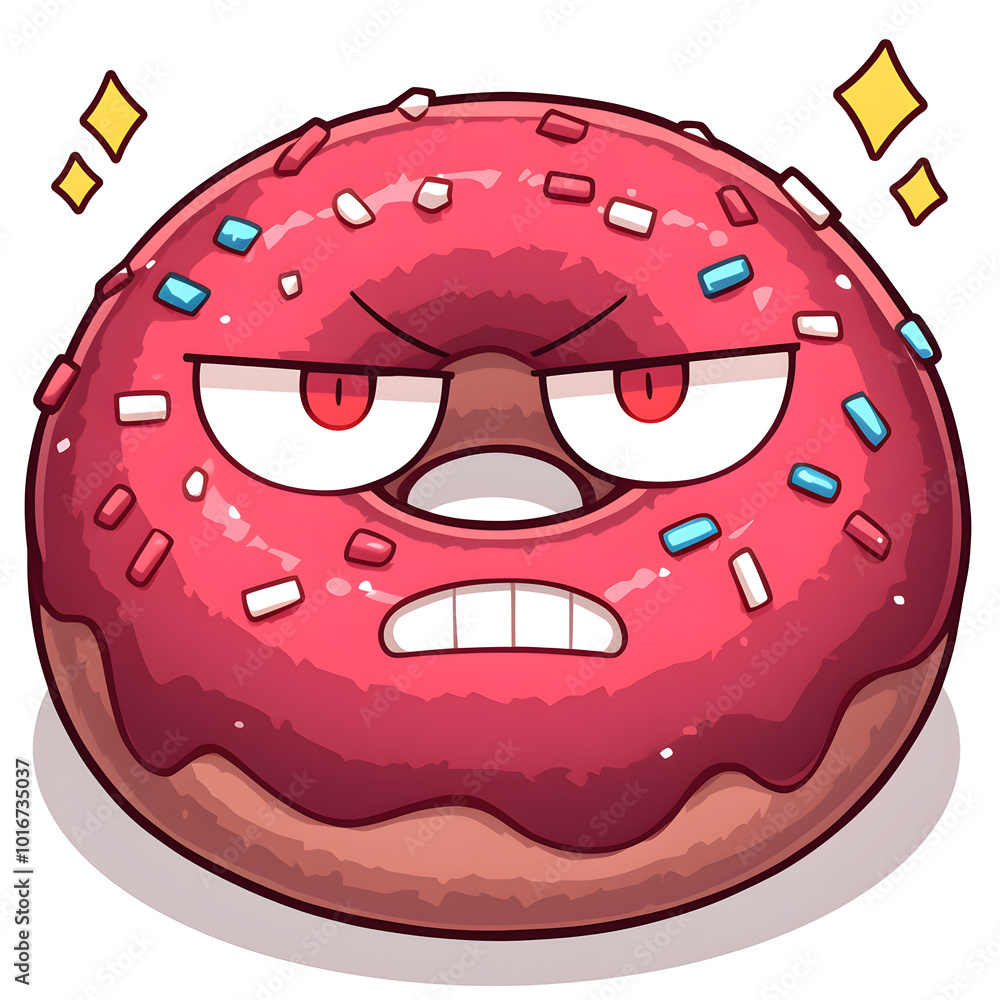Angry Donut Character Illustration - Cute and Funny Food Art