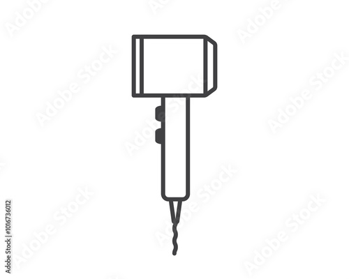 Hair dryer Line Icon vector fashion hairdryer of hairdresser to blow-dry and electric hair-dryer blower illustration. Barber styling appliance. Vector illustration Dyson.