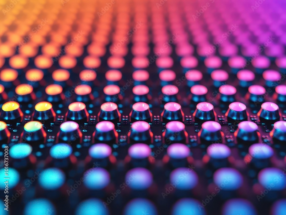 Fototapeta premium Quantum dots emitting light in vivid colors, Materials Engineering, nanotechnology innovation
