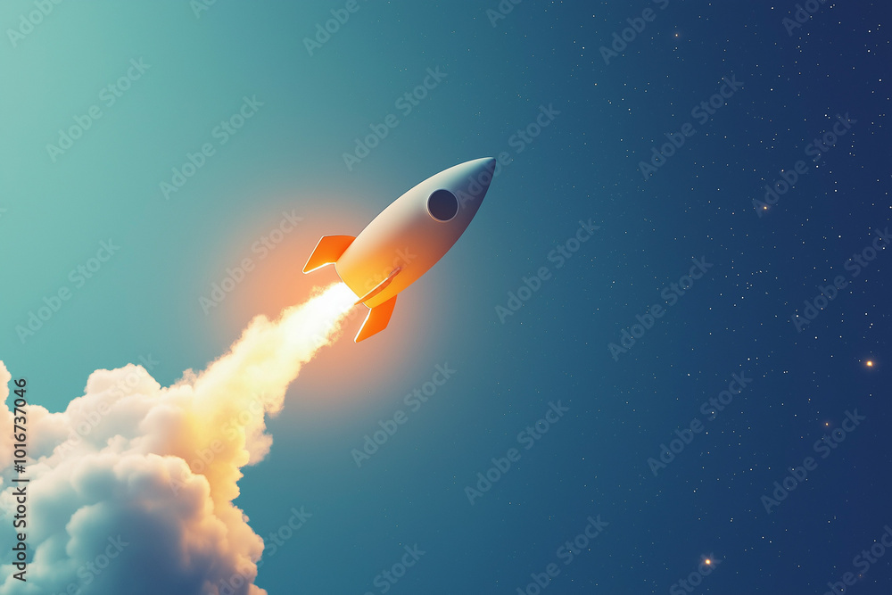 Idea light bulb rocket flying to the sky,. Idea light bulb rocket flying to the sky,.