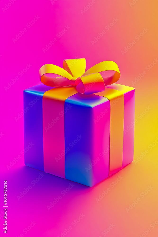 A 3D icon of a colored gift box, beautifully designed with a glossy finish. A 3D icon of a colored gift box, beautifully designed with a glossy finish.