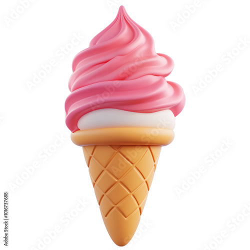  ice cream 3d icon cartoon style on white and transparent background 